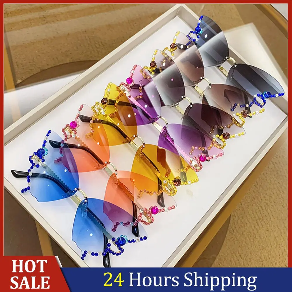 

Солнцезащитные очки-бабочки UV400 без оправы, роскошные винтажные, большие, декоративные, для езды на велосипеде