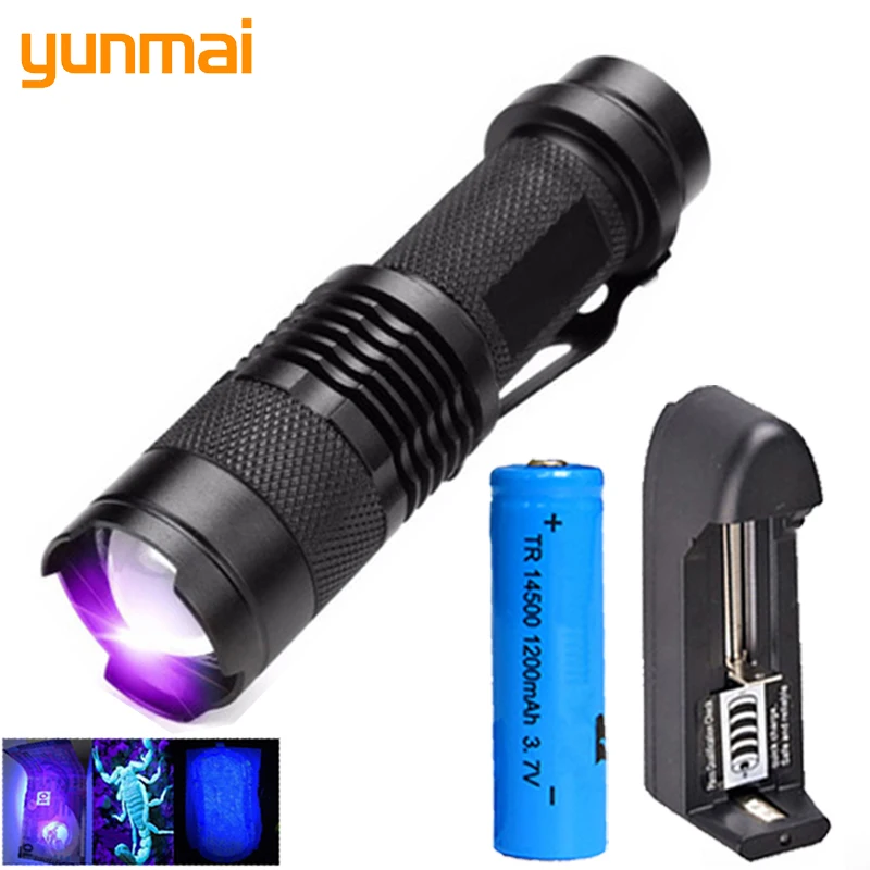 

Ultraviolet LED UV Flashlight Torch With Zoom Function Mini UV Black Light Pet Urine Stains Detector Scorpion Hunting Yunmai