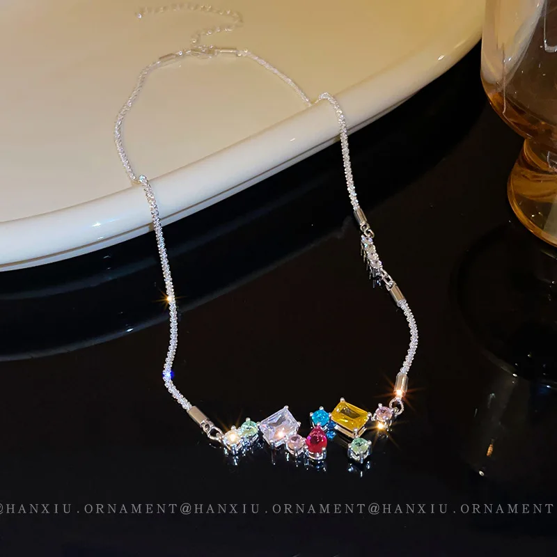

Модное женское ожерелье из циркония разных цветов, аксессуары с кулоном из радужного циркония 2023, ювелирные изделия Y2k, подвески, украшения на День святого Валентина