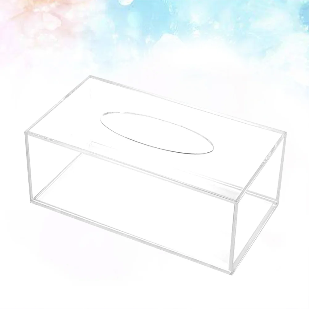 

Clear Acrylic Tissue Box Holder Simple Rectangular Paper Napkin Cointainer Oragnizer for Car Home End Table Rings Toilet case