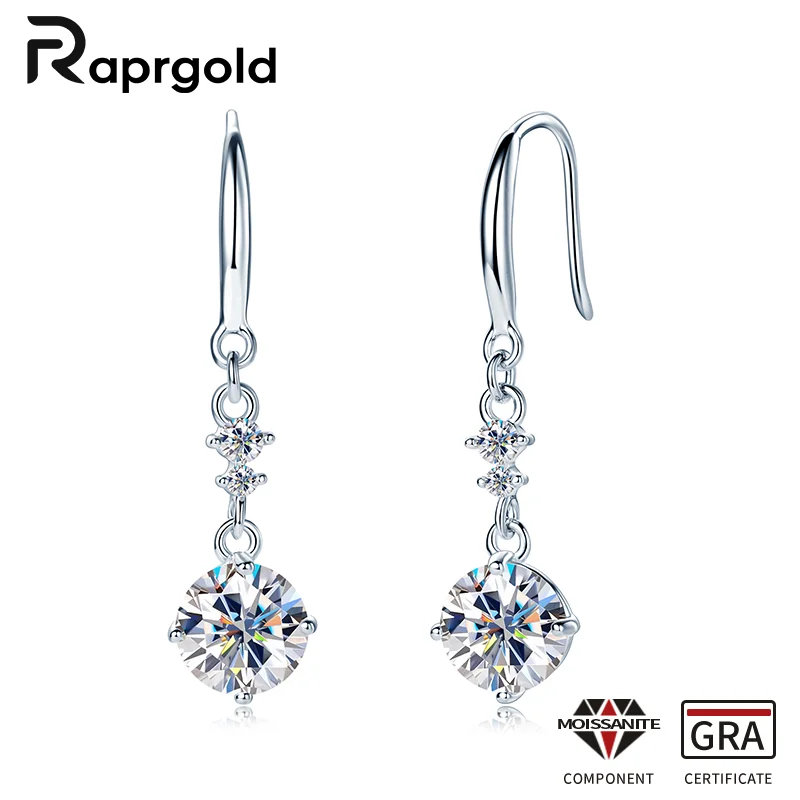 Серьги-гвоздики RAPRGOLD GRA муассанит 6 5 мм серебро 925