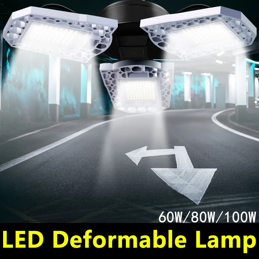 110V LED Deformable Lamp E27 Garage Light Ceiling Lampada 220V LED Super Bright Industrial Bulbs Fan Blade Light For Warehouse