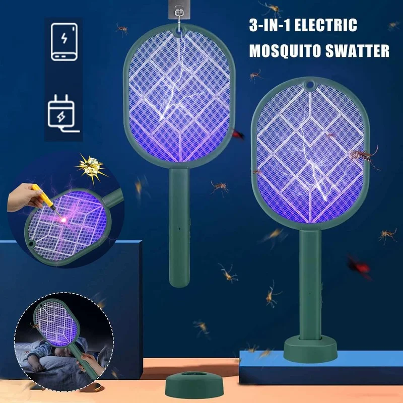 

Mosquito Swatter Powerful USB Rechargeable Fly Killer Trap Zapper Mosquito Killing Purple Lamp Seduction High Quality Sleep Tool