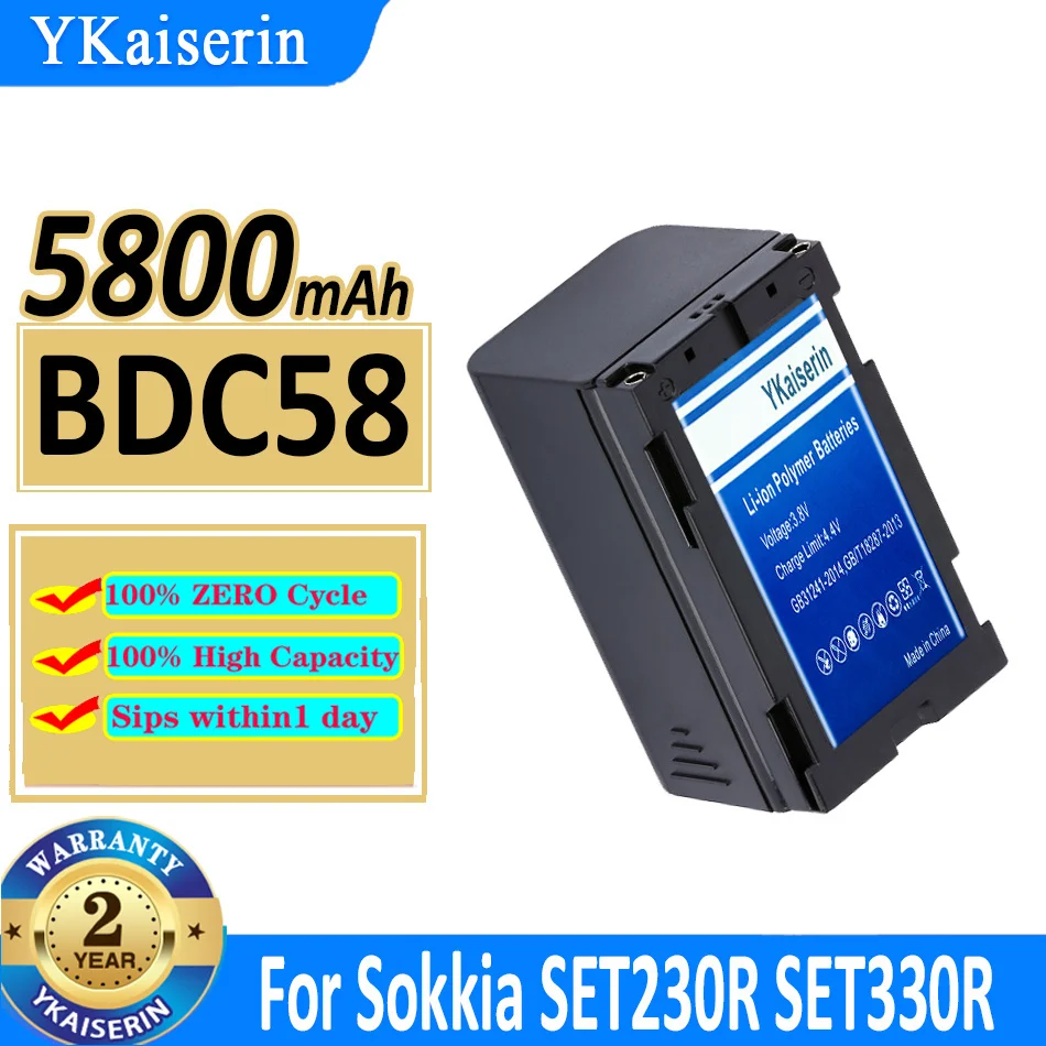 

5800mAh YKaiserin Battery BDC58 (BDC70 BDC46B) For Sokkia SET230R SET330R SET530R SET630R SET230R3 SET330R3 Digital Batteries