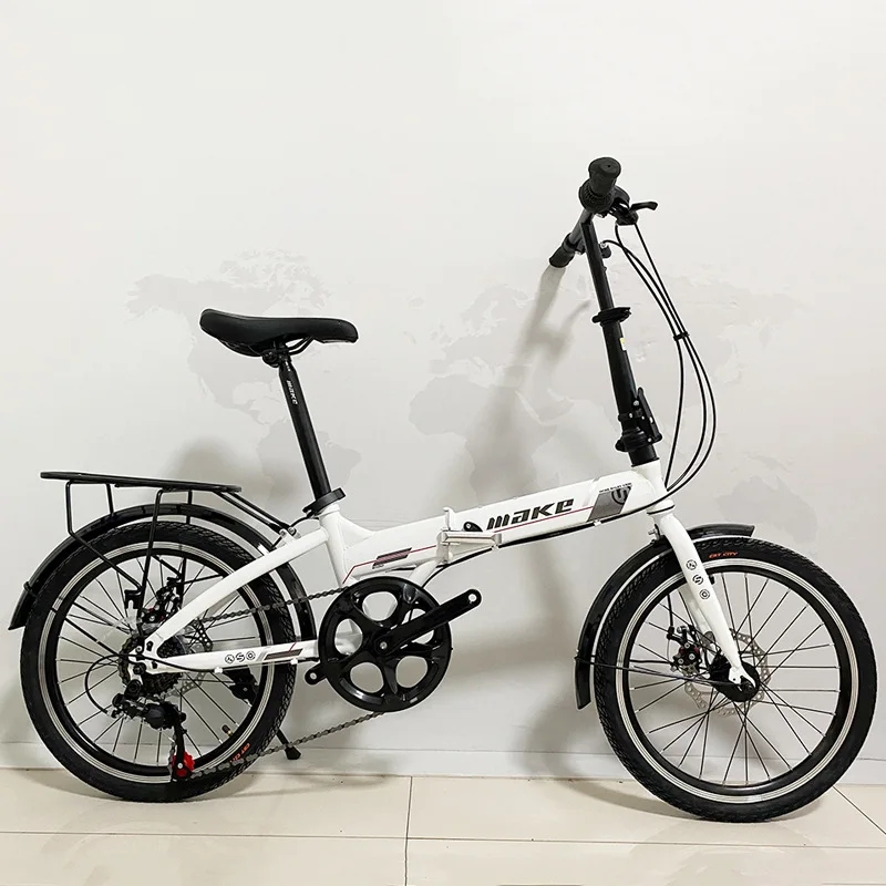

20 Inch 7-speed Folding Bicycle With Dual Disc Brakes High Carbon Steel Frame Student Bike Women's Bicycle
