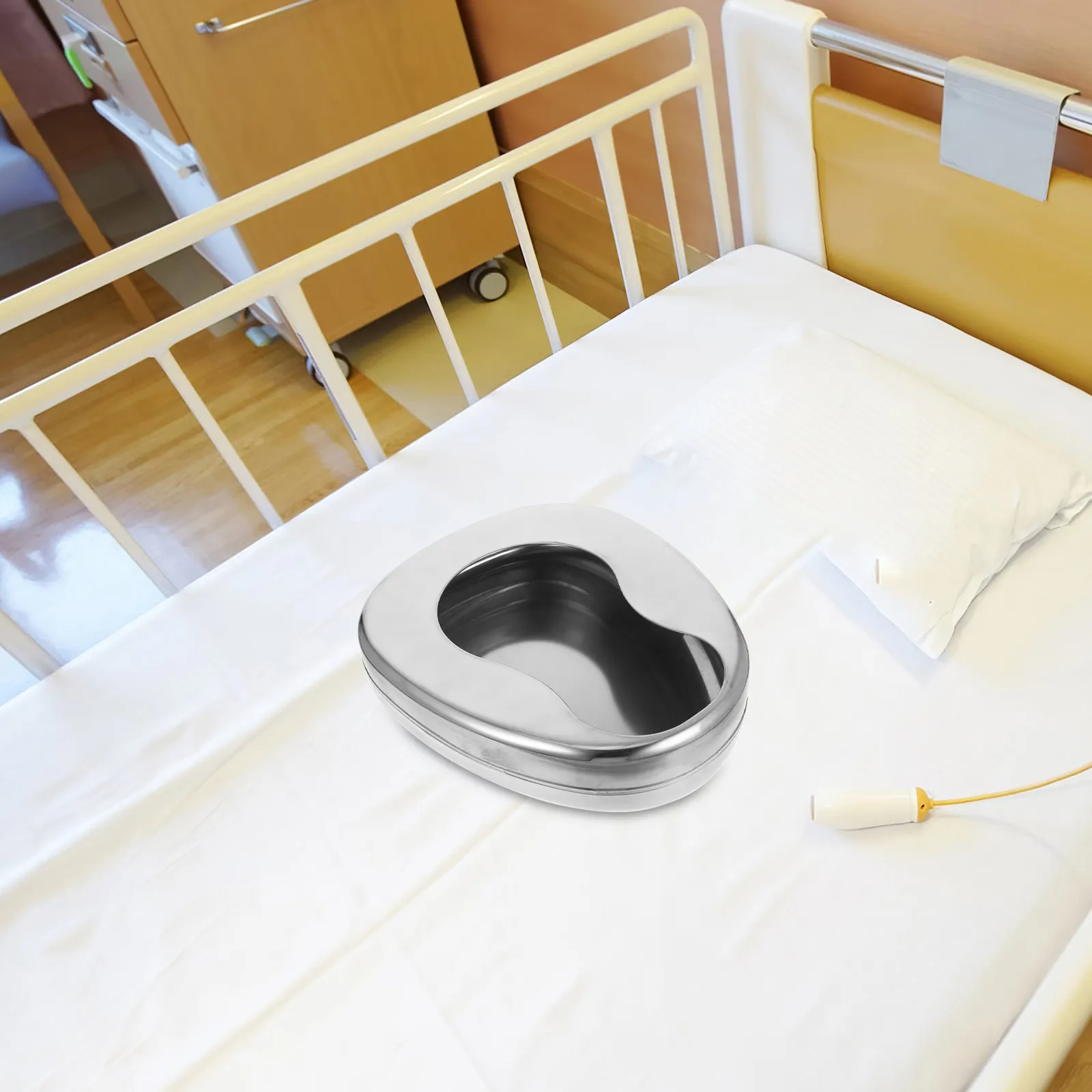 Фото Поднос-туалет из нержавеющей стали, эргономичный, легкий, для пожилых мужчин и женщин, лежачих больных, портативный, для больниц, дома и путешествий №5