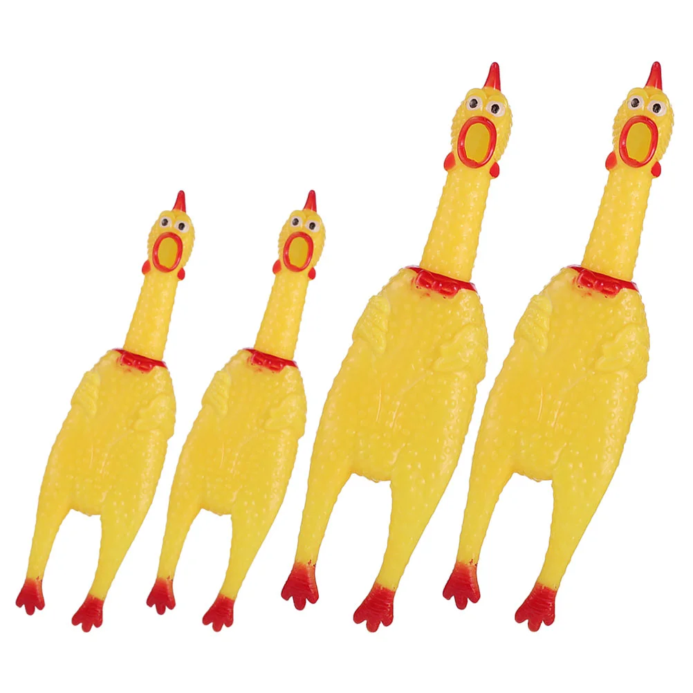 

4 Pcs Toy Squawking Chickens Vent Class Vinyl Squeaky Screaming Prop Party Prank Shrilling Novelty