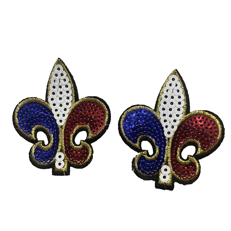 

10 piece sequin badges small Floral Bud Sequined Sew Iron on Patches Badge for Clothes Shoes Bags Flower Sequins Appliques