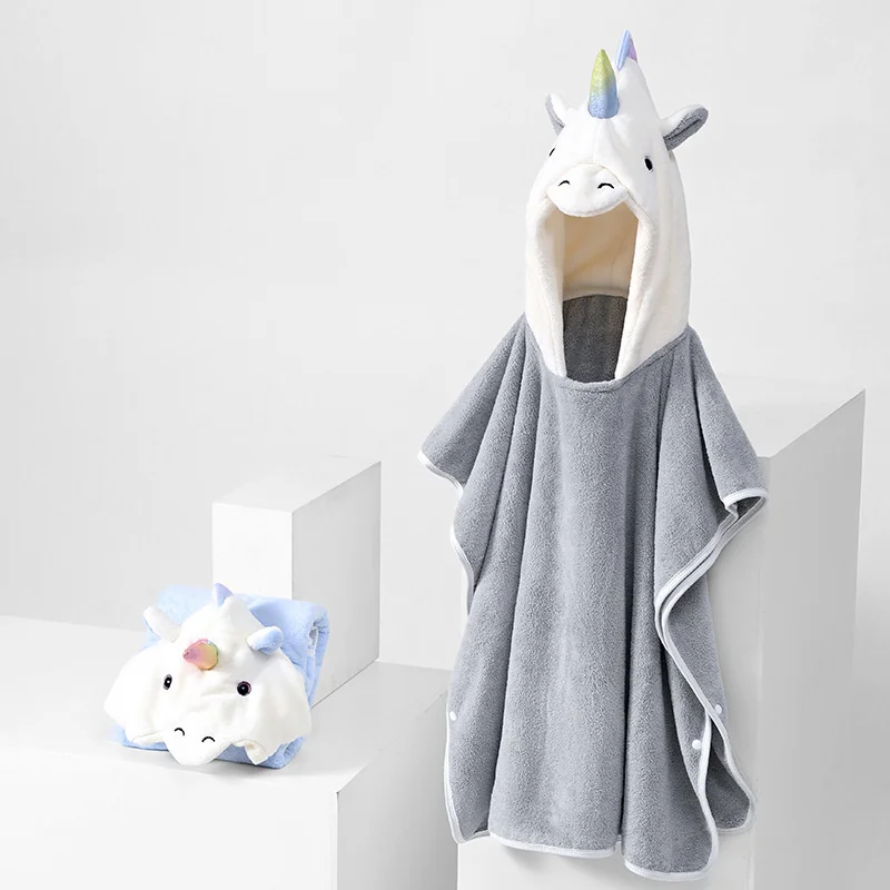 Quick Dry 70x140cm Soft Microfiber Hooded Cloak Kids Bath To