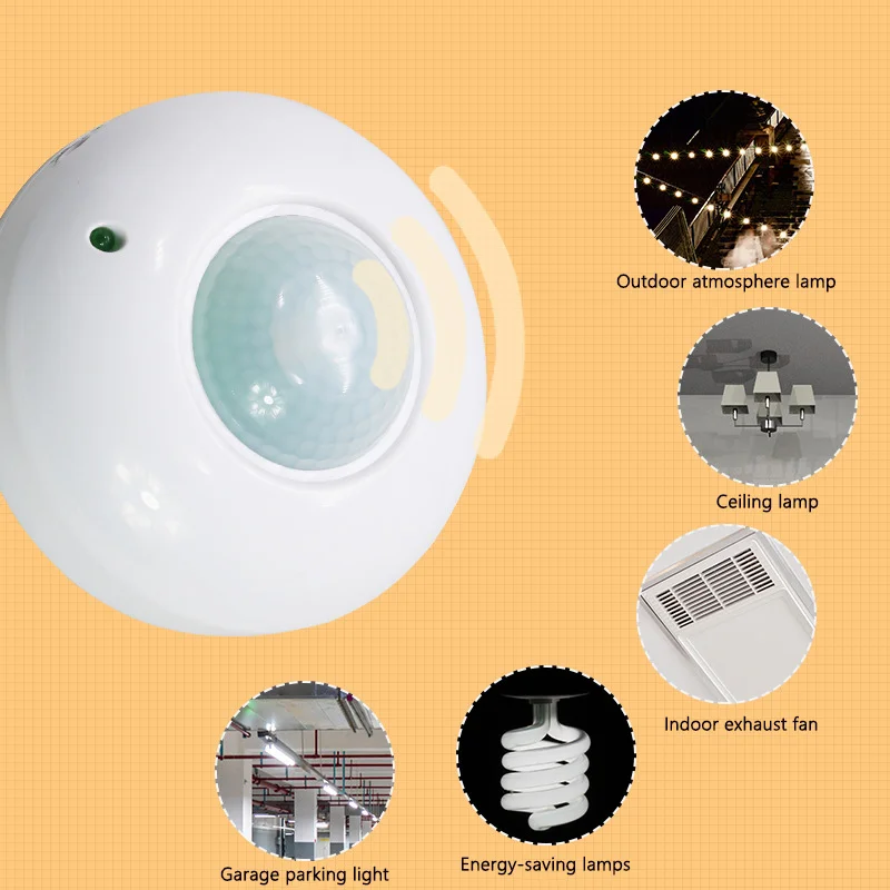 

360 ° Intelligent Induction Light Control Switch Adjustable Delay 110-220V Circular Ceiling Human Infrared PIR Motion Sensor