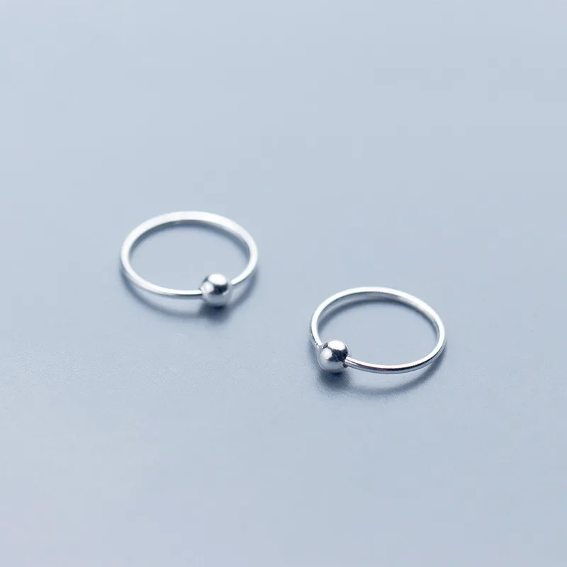

Pure 925 Sterling Silver Minimalist Round Bead Earring for Women Punk Unisex Rock Hoop Earring Fine Jewelry Accessories b096
