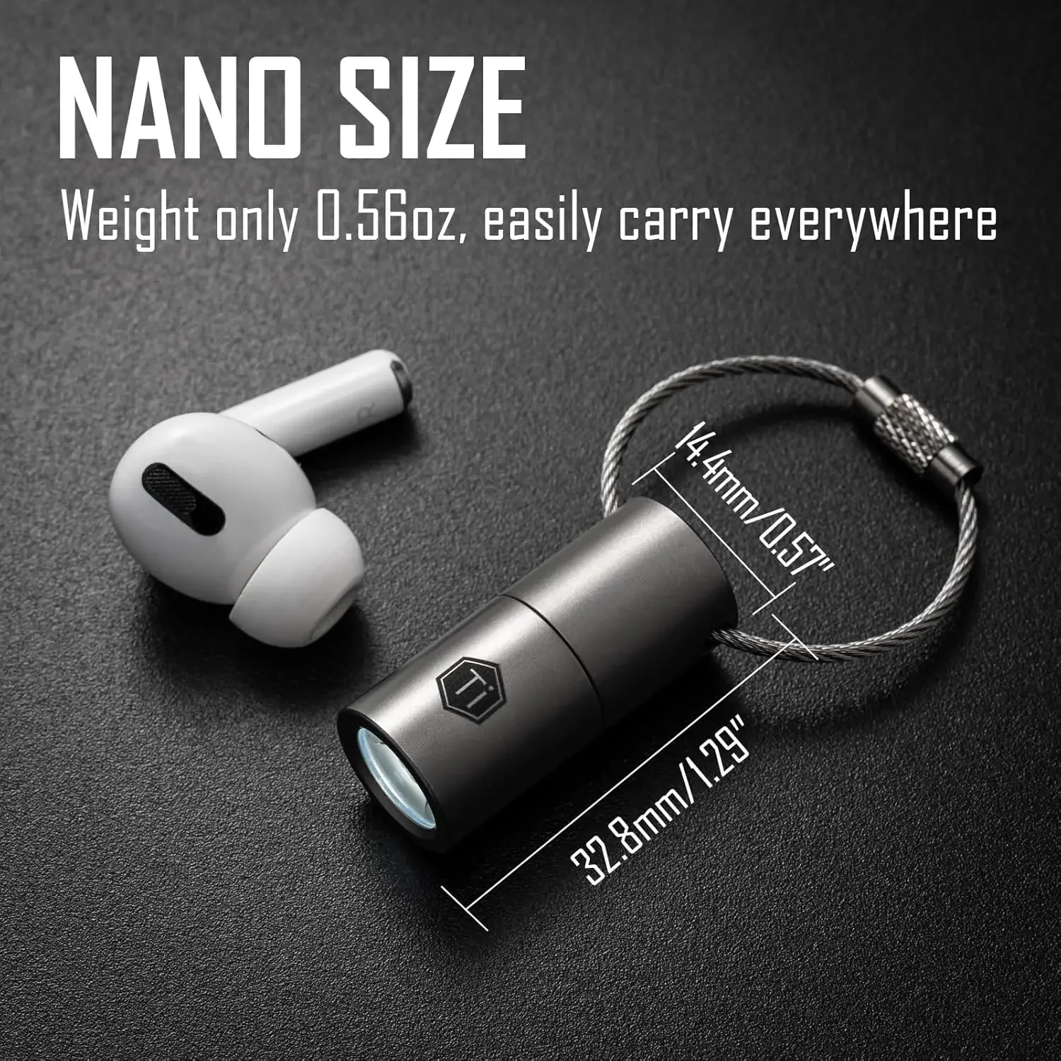 Фонарик KeyUnity KF03 Titanium Nano, на батарейке LR44, 100 люмен, 5 Вт, светодиодный, на брелоке (art.: 3920dbee522d2) - 3920dbee522d2