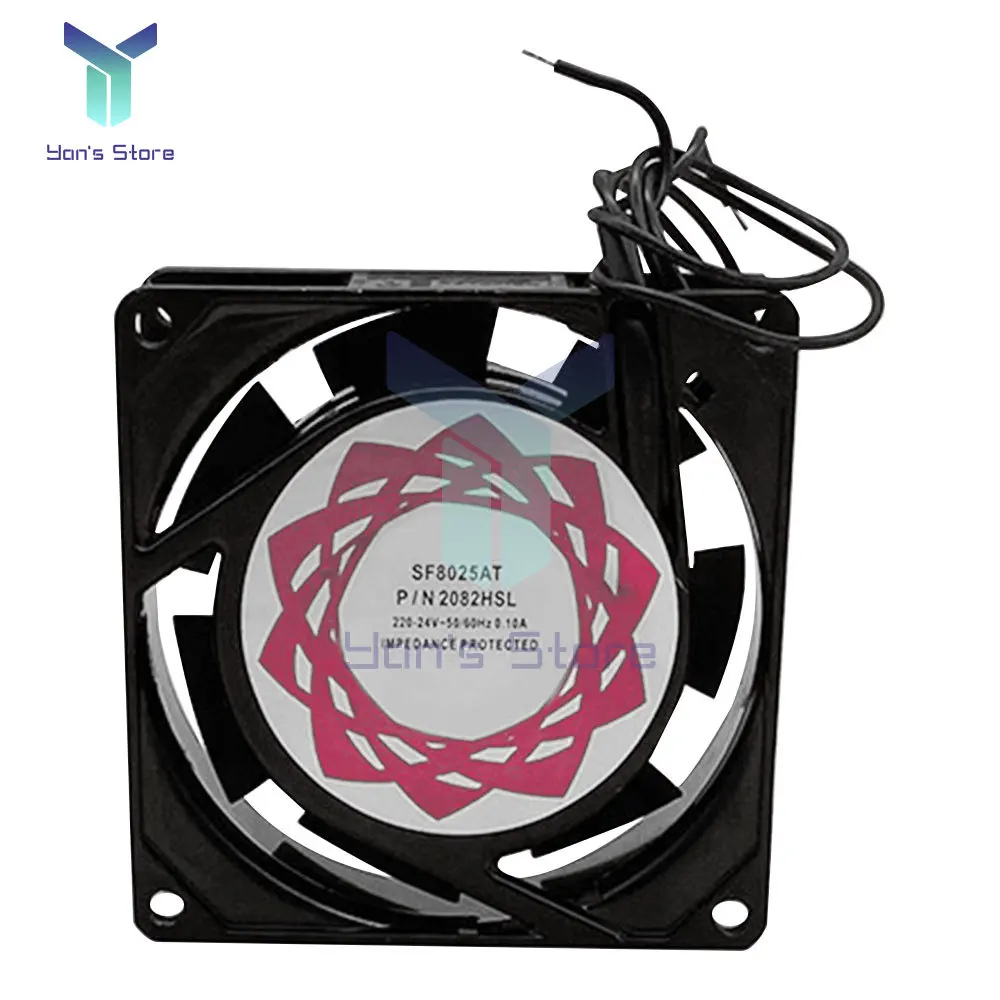 

1PC 80x80x25mm Cooling Ultrasonic Chassis Cabinet Fan AC110V/220V 0.1A Wire Type Industrial Heat Dissipation Quiet Cooling Fan