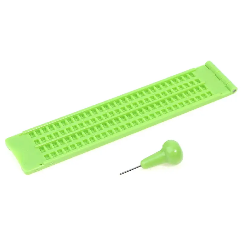 Plastic Braille Writing Slate Portable Practical Vision Care With Stylus Plastic School Learning Green Tool Accessory 1PC