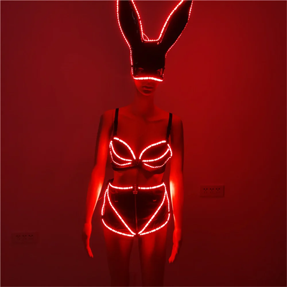 Прохладный красный цвет сексуальная светодиодная маска кролика освещение