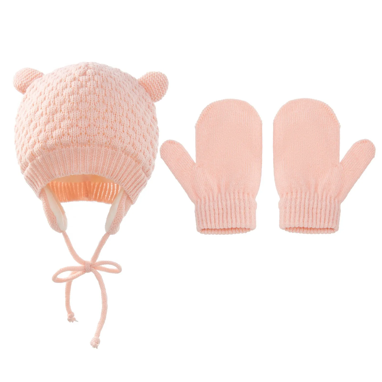 

Gloves Set Winter Hat Baby Woolen Knitted Hat Children's Baby Care Caps for Toddlers Baby Hats 0-6 Months Girl