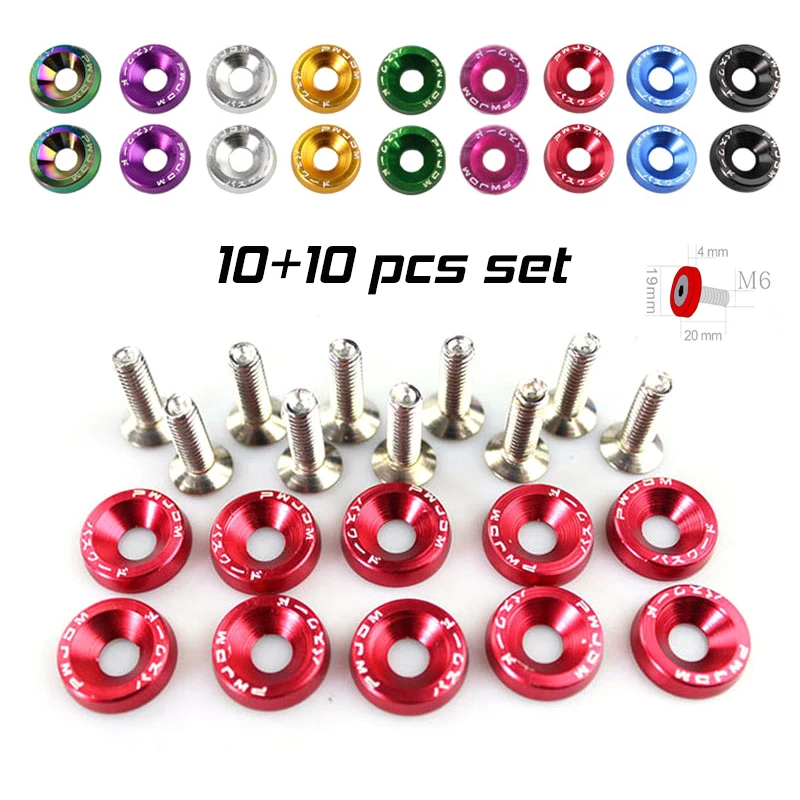 

JDM Car Refitting M6 Thickened Gasket Screw Guard Washer Fender License Plate Cover Multifunctional Decorative Screw