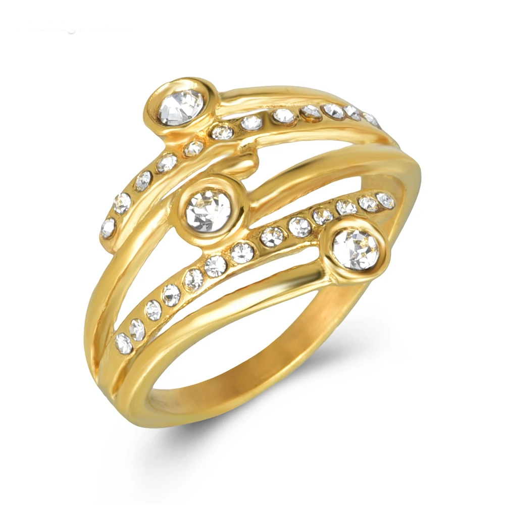 

Женское кольцо с золотым покрытием и цирконом класса ААА