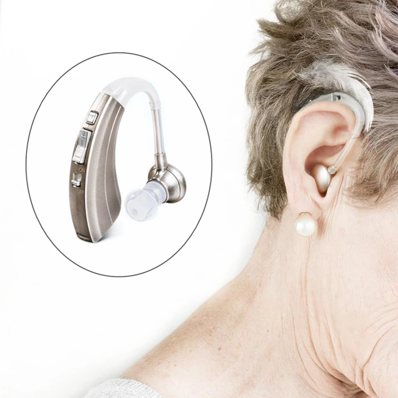 BTE Hearing Aid for Deafness Elderly Digital Hearing Aids Mini Sound Amplifiers TPE Hooks Easy Operate Device New in 2022