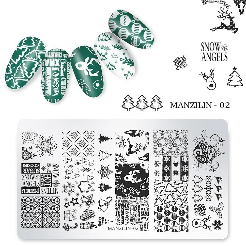 

1 Pc Nail Art Stamp Tenplate Snowflake Reindeer Christmas Designs Templates 12x6cm Winter Image Nail Art Stamping Plates
