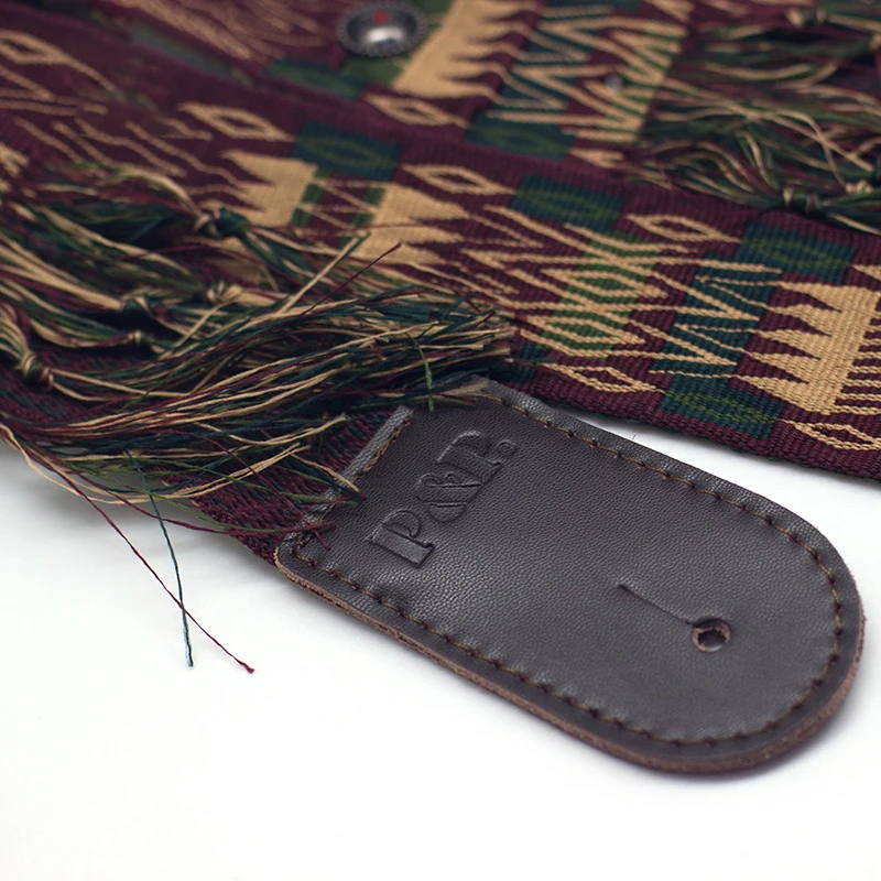 

P&P Official Electric Guitar Strap Indian Style 6 String Instrutments Adjustable Folk Bass Guitar Belt Leather Ends Lock