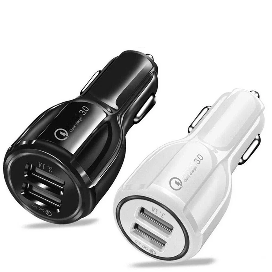 Mini Portable 5V 2.5A Dual Usb Ports Car Charger Quick Charging Power Adapters For iPhone 12 13 Samsung S22 htc lg gps