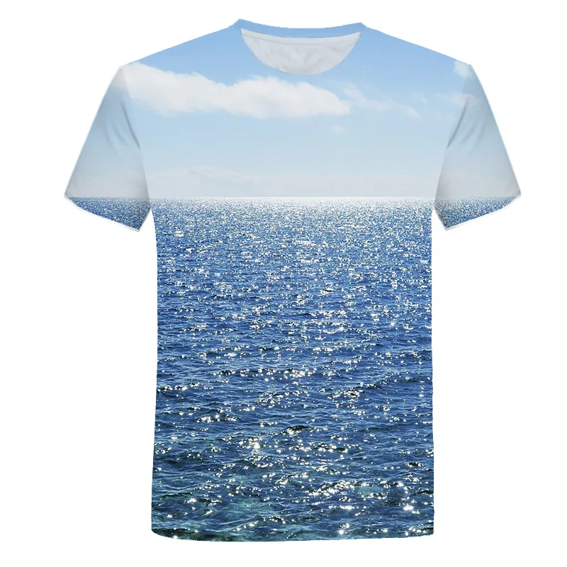 

Summer Seaside Scenery Graphic t shirts Fashion men's t-shirts With Casual Beach Style 3D Print Nature Landscape Pattern T-shirt