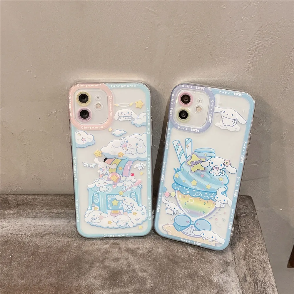 

Cartoon Ice Cream Phone Anti Falling Protective Case for IPhone11 12 13 Pro Max X XR 7 8 Plus SE Cover Transparent Soft Shell