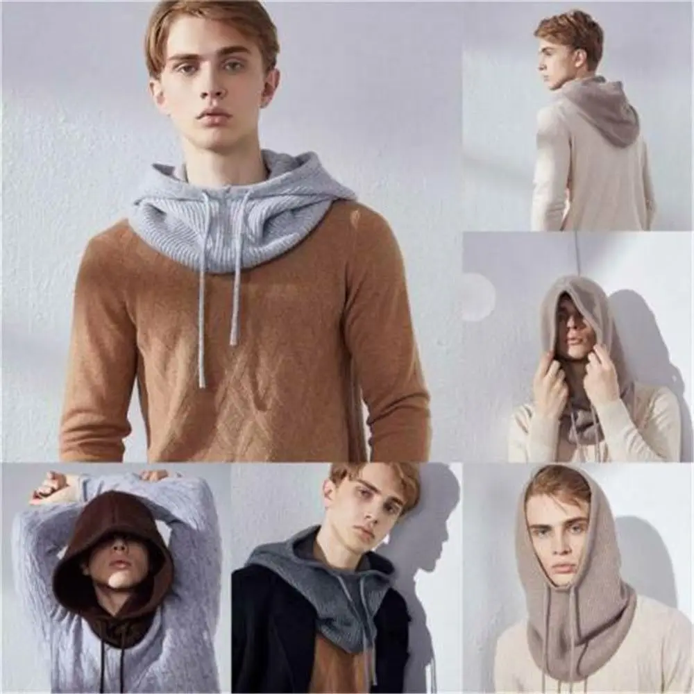 

Зимняя ветрозащитная Регулируемая кашемировая вязаная шапка с капюшоном кепка вязаная шапка