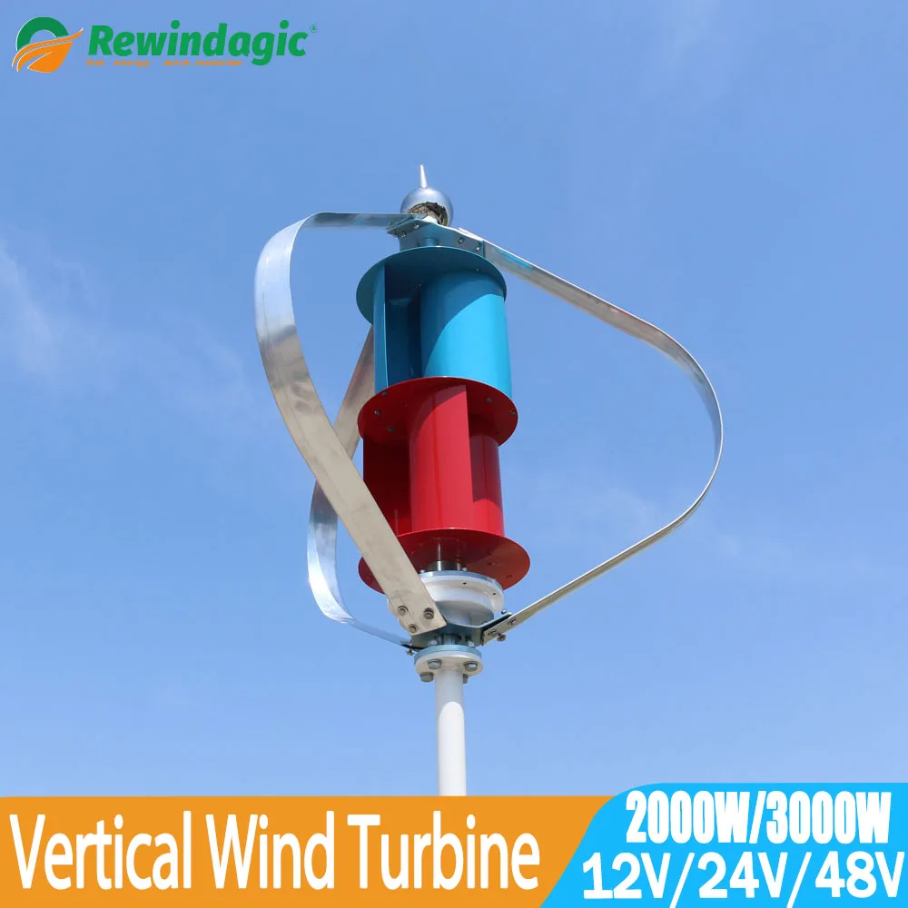 

2KW 3KW Vertical Axis Wind Turbine Generator 12V 24V 48V Windmill 220v AC Output Household Kit With Controller 2000W 3000W