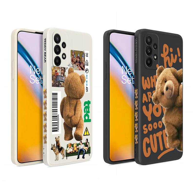 

Teddy Bear Couple Cartoon Phone Case For Samsung A73 A53 A50 A12 A22 A52 A52S A51 A72 A71 A32 A20 A21S A11 5G Silicone Cover