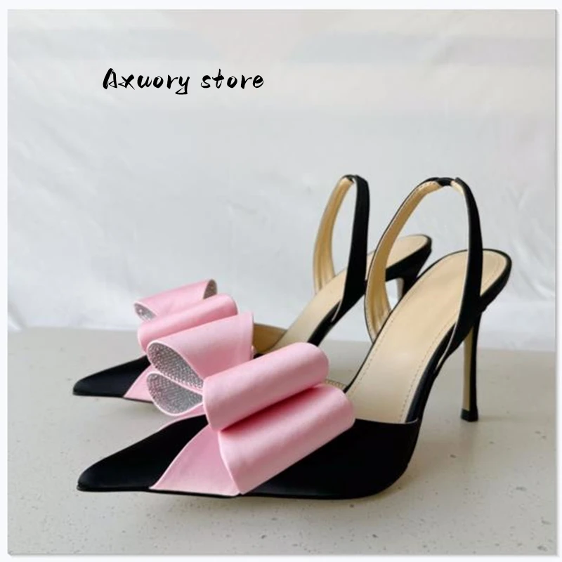Women's High Heels 2023 New Crystal Flowers Slippers Women High Heel Mules Pointy Toe High Quality Summer Sandals Party