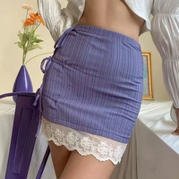 y2k lace mini skirt high waist bodycon e girl sweet tie up bandage vintage streetwear cute bottoms summer chic patchwork skirts
