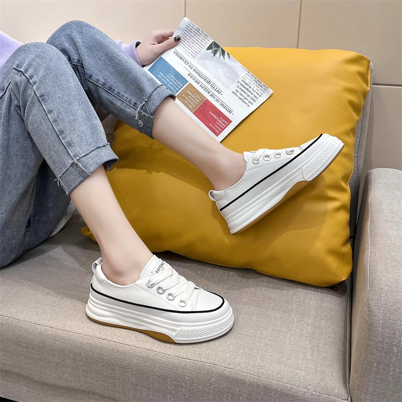 HOPUS New Shoes For Women 2022 Fashion Korean Style White Casual Platform Shoes Breathable Low-top Sneaker Woman Vulcanize Shoes