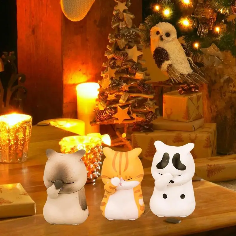 

Kawaii Cute Cat Doll Ornaments Figures Statue Mini Model Desktop Toys For Room Office Car Home Decoration Accessories