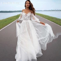 exquisite a line wedding dress for women 2022 v neck boho bridal dress long sleeve lace backless bridal gowns vestido de novia