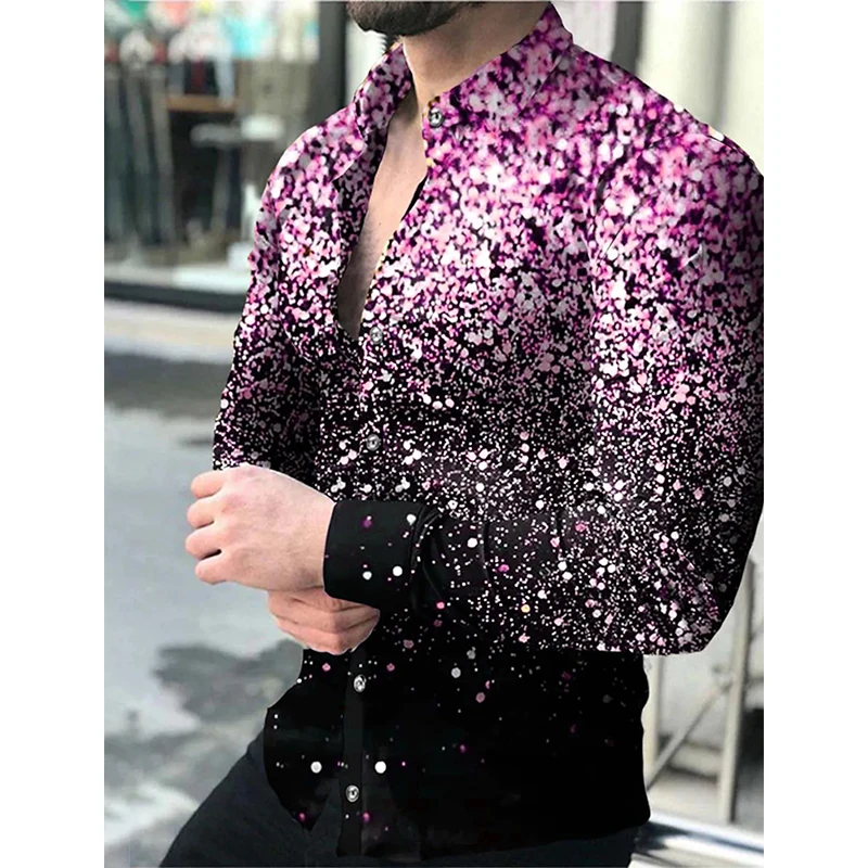 Luxury Fashion Social Men Shirts Button Down Formal Casual Vintage Floral Harajuku Print Long Sleeve Tops Hawaiian Prom Cardigan