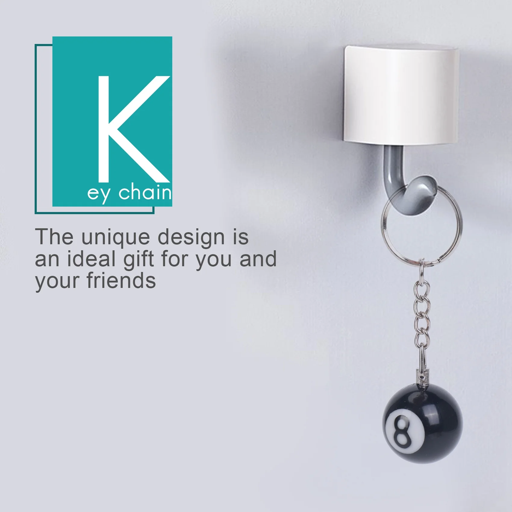 2x брелок для ключей с бильярдным мячом счастливый № 8