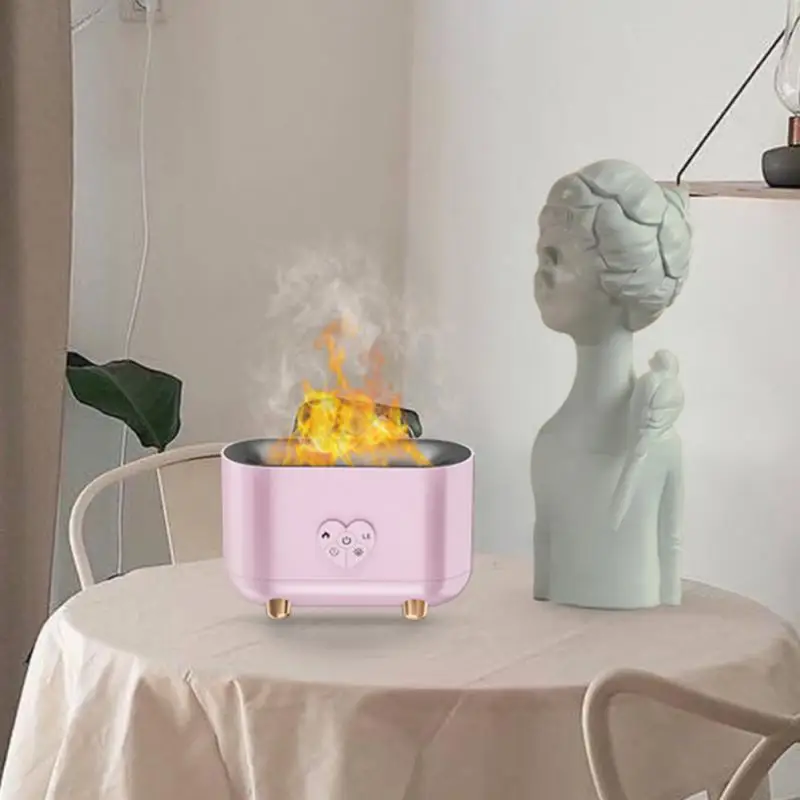 

200ml Air Diffusers With Led Flame Night Light Ultrasonic Cool Mist Diffuser Essential Oil Humidificador Valentine's Day Gifts