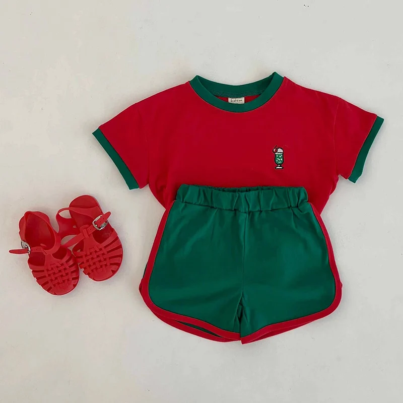 

Toddler Girls' Clothing Cotton Comfortable Embroidery Cartoon Short Sleeve Sports Set Newborn Boys' Clothing Children's Clothing