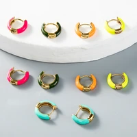 colorful enamel round hoop earring stainless steel earrings for women piercing cartilage huggie earrings fashion jewelry 2022