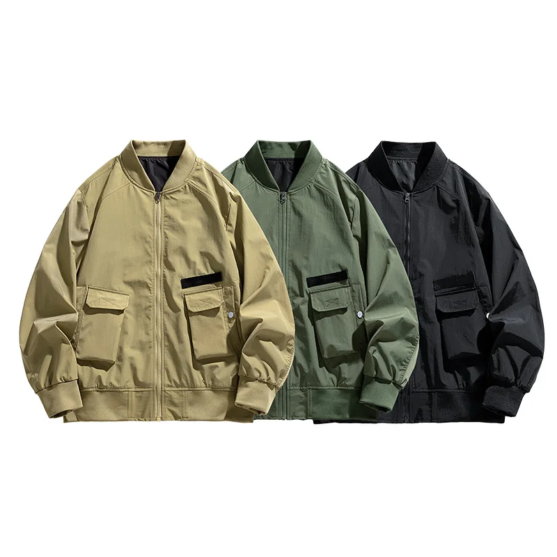 

Ueteey 2023 Windproof Waterproof Military Bomber Camping Men Life Jacket Loose Oversized Casual Discovery Windbreaker Male Coat