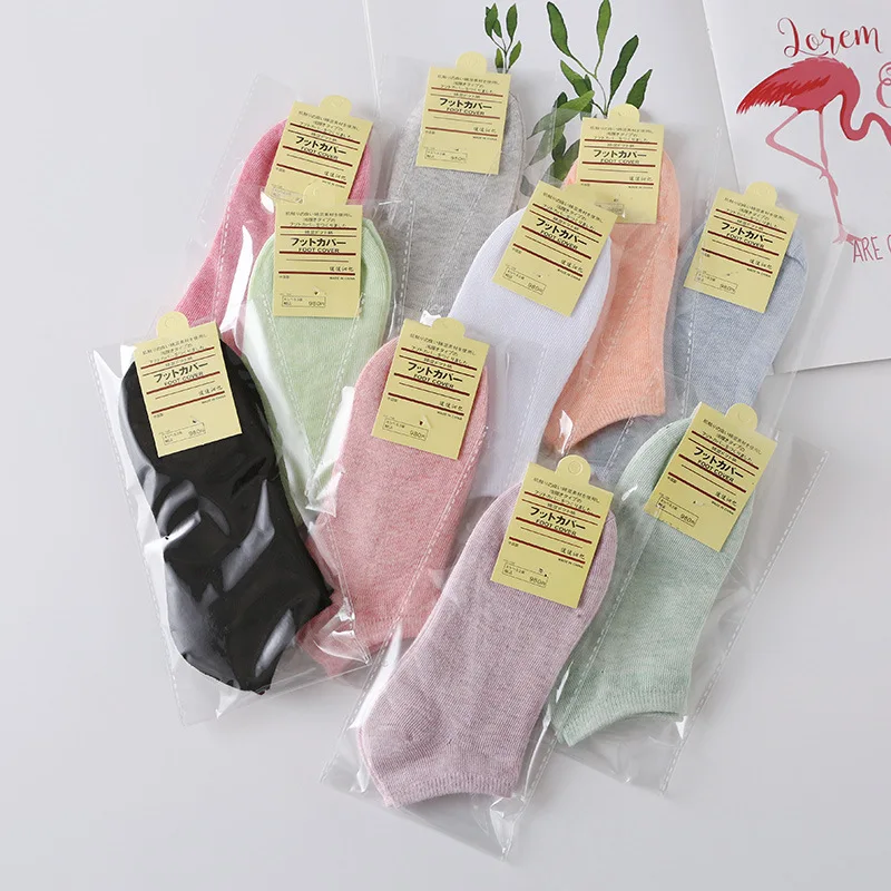10Pairs Solid Cotton Women's Low Cut Socks Candy Color Couple Socks Macaron Plus Size Men Women Socks 10PCS/Set