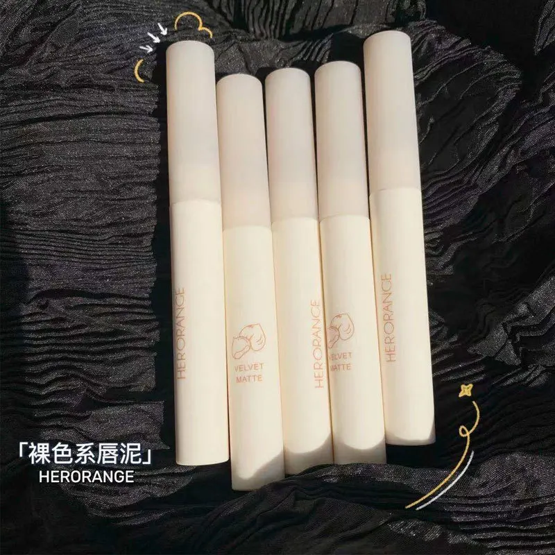 Маленькая матовая бархатная помада для губ с молочной трубкой каштанового цвета