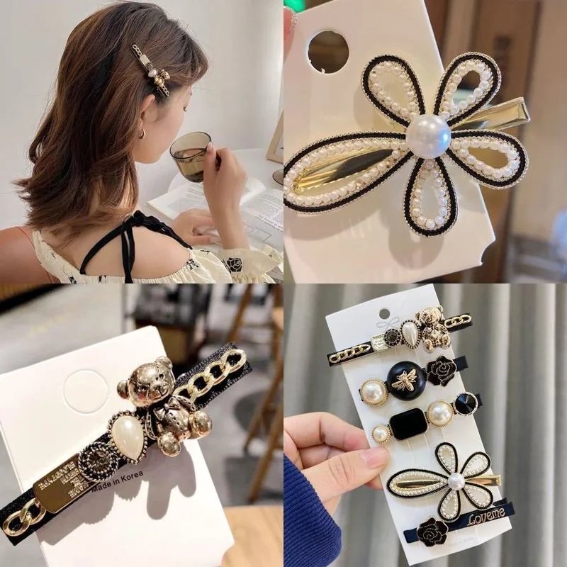 

1Set Handmade Pearls Hair Clips Pin for Women Fashion Geometric Flower Barrettes Headwear Girls Sweet Hairpins Hair Accessories