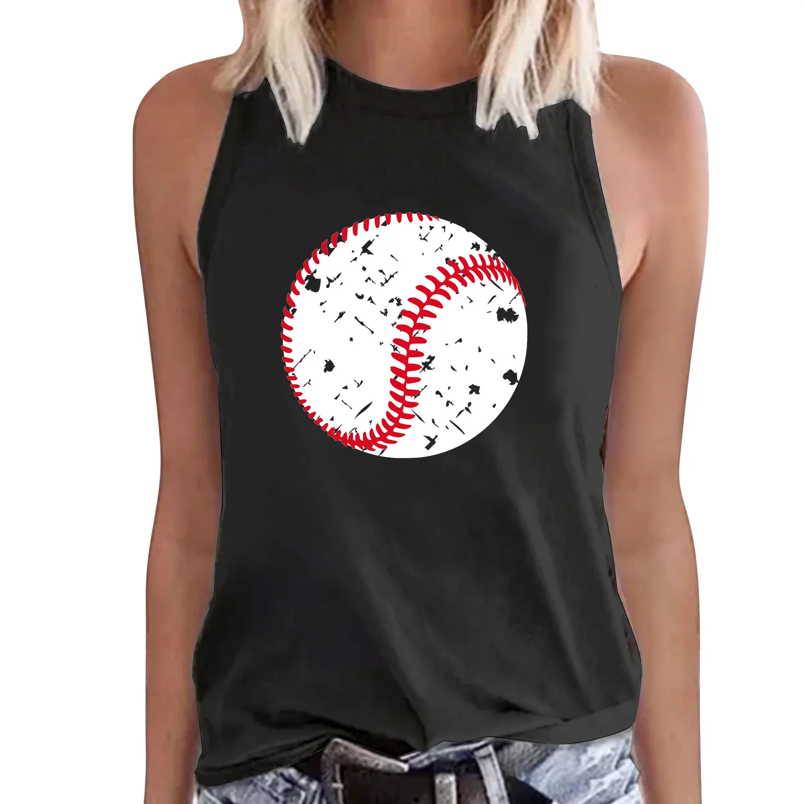 

Boxing Tops for Women Women Summer Sleeveless Crew Neck Baseball Printing Tank Tops Casual TShirts Active Tops for Women Loose