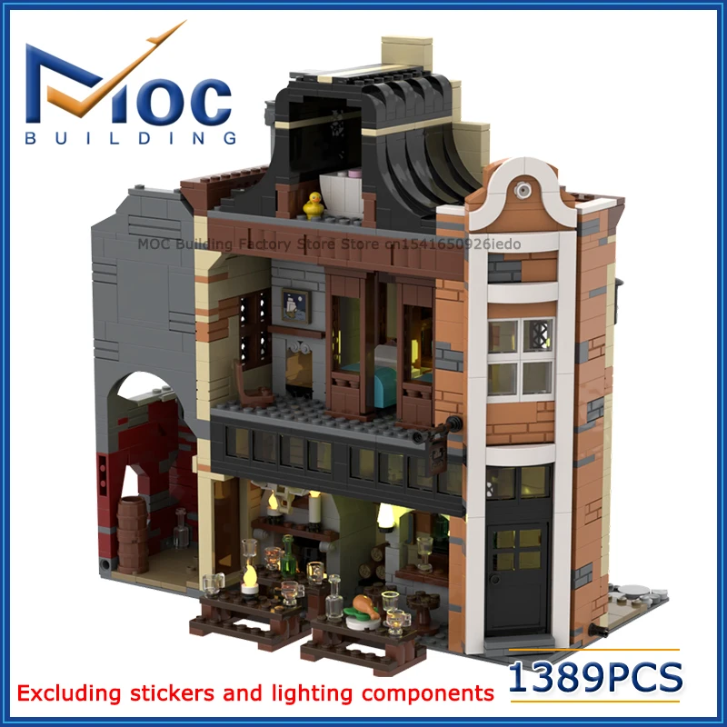 Фото MOC Классическая серия фильмов Сцена Уютная модель таверны Строительные блоки Креативный волшебный мир Игрушки DIY Сборка кирпичей Дисплей Рождественский подарок №2