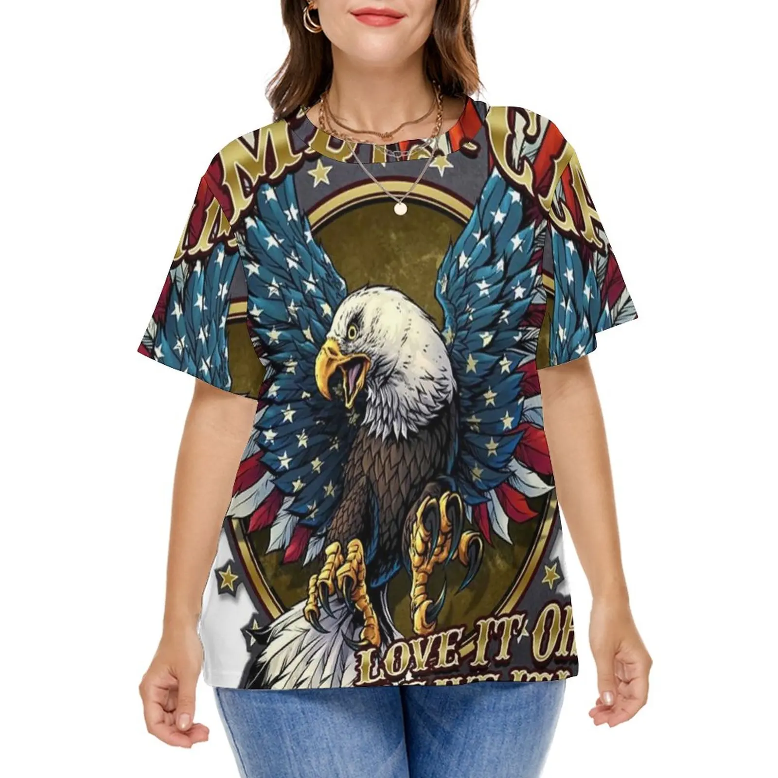 American Eagle T-Shirts Love It Or Leave Basic T Shirt Short Sleeve Aesthetic Tees Plus Size 5XL 6XL Summer Clothing Gift Idea