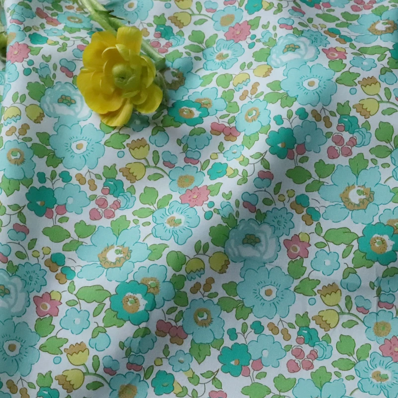 Betsy الأخضر اليابان محدودة 80S Tissun الحرية قماش بوبلين قطني للأطفال الطفل الخياطة القماش فساتين تنورة DIY بها بنفسك نصف متر Telas