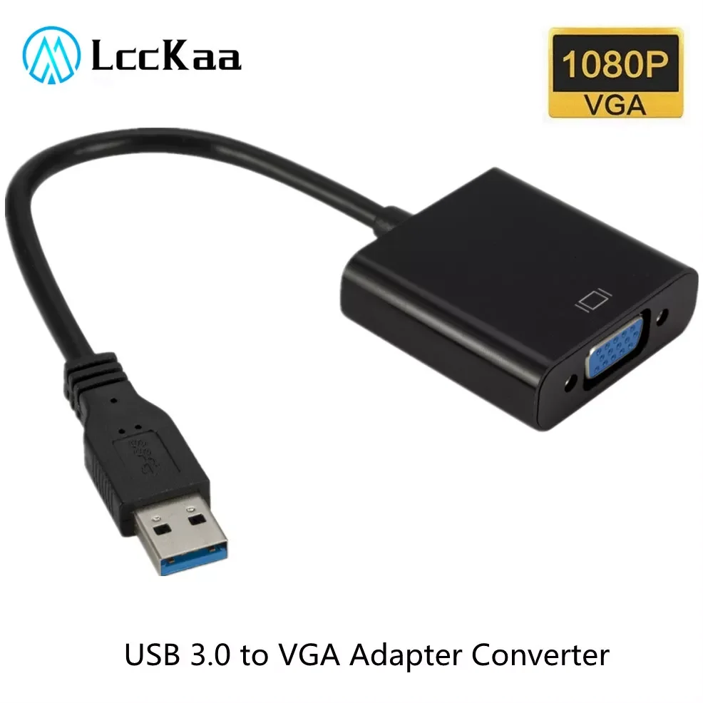 

2.0/3.0 to VGA Adapter External Video Card Multi Display Converter for Win 7/8/10 Desktop Laptop PC Projector Monitor